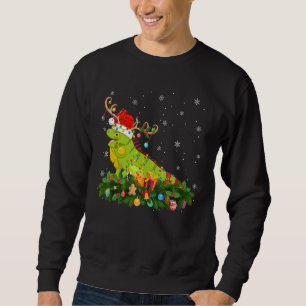 Xmas Holiday Reindeer Hat Santa Iguana Christmas Sweatshirt