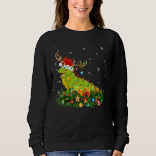 Xmas Holiday Reindeer Hat Santa Iguana Christmas Sweatshirt