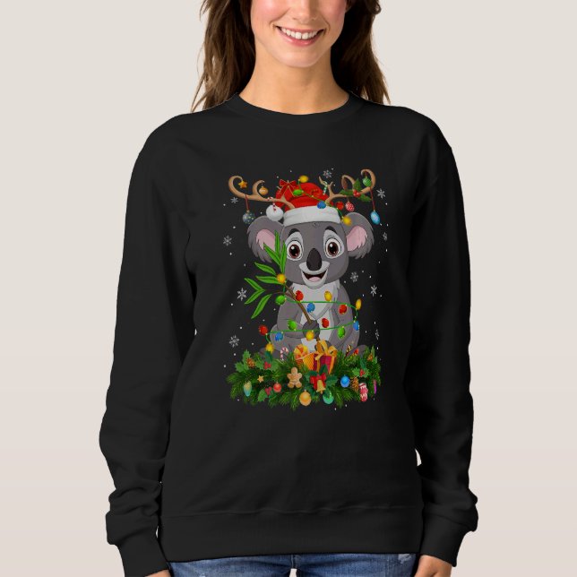 Xmas Holiday Reindeer Hat Santa Koala Christmas   Sweatshirt (Front)