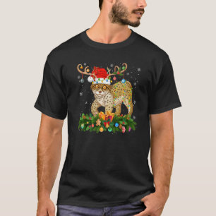 Xmas Holiday Reindeer Hat Santa Lynx Christmas   T-Shirt