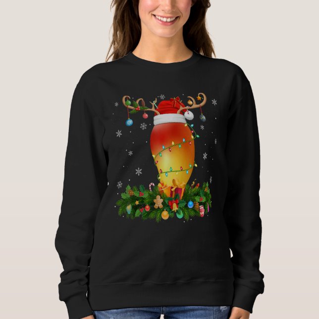 Xmas Holiday Reindeer Hat Santa Mango Christmas Sweatshirt (Front)