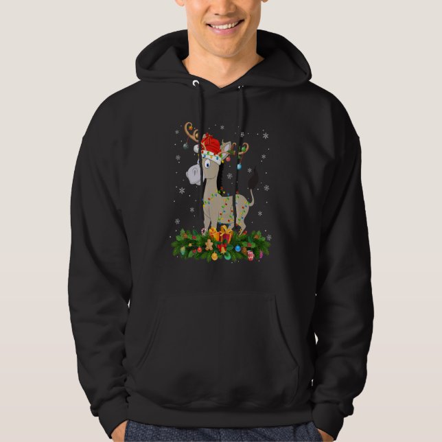Xmas Holiday Reindeer Hat Santa Mule Christmas Hoodie (Front)