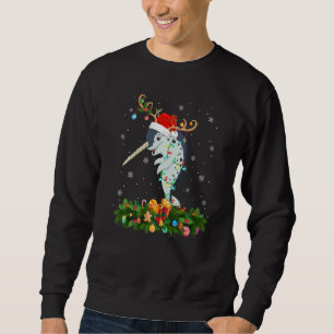 Xmas Holiday Reindeer Hat Santa Narwhal Fish Chris Sweatshirt