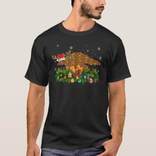 Xmas Holiday Reindeer Hat Santa Pangolin Christmas T-Shirt