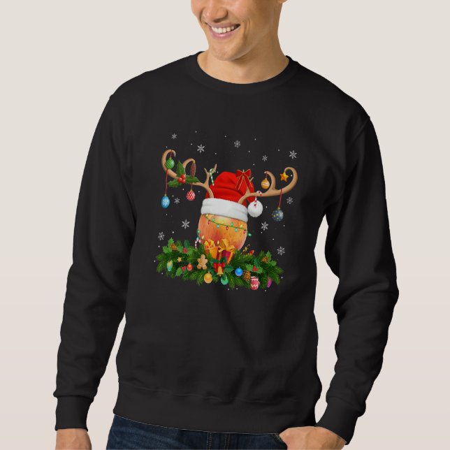 Xmas Holiday Reindeer Hat Santa Peach Fruit Christ Sweatshirt (Front)