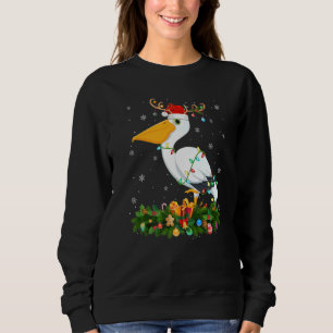 Xmas Holiday Reindeer Hat Santa Pelican Bird Chris Sweatshirt