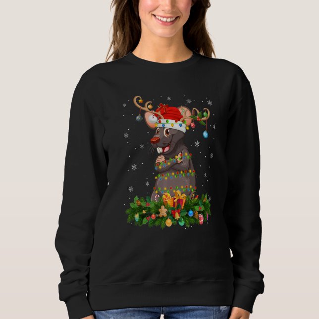 Xmas Holiday Reindeer Hat Santa Rat Christmas   Sweatshirt (Front)