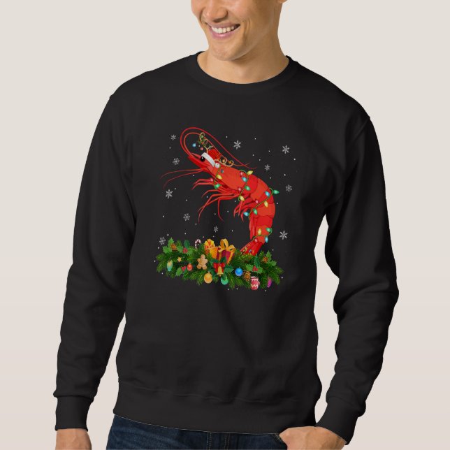 Xmas Holiday Reindeer Hat Santa Shrimp Fish Christ Sweatshirt (Front)