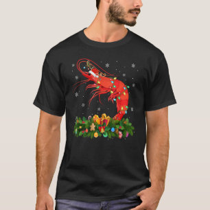 Xmas Holiday Reindeer Hat Santa Shrimp Fish Christ T-Shirt