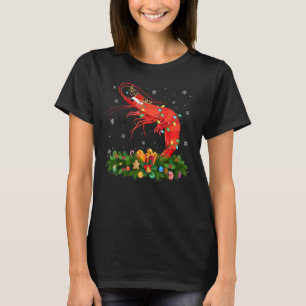 Xmas Holiday Reindeer Hat Santa Shrimp Fish Christ T-Shirt