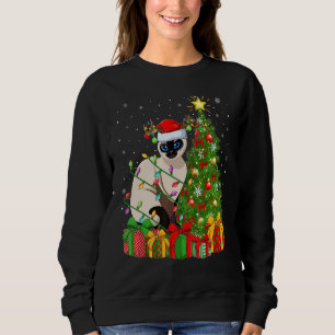 Xmas Holiday Santa Balinese Cat Christmas Tree Sweatshirt
