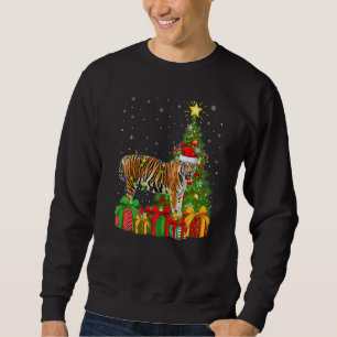 Xmas Holiday Santa Bengal Tiger Christmas Tree   Sweatshirt