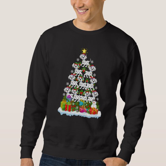 Xmas Holiday  Santa Dalmatian Dog Christmas Tree Sweatshirt (Front)