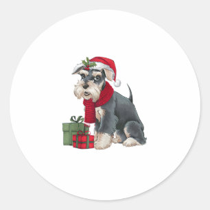 Xmas Holiday Santa Giant Schnauzer Dog Christmas Classic Round Sticker