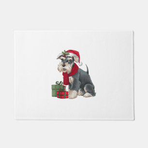 Xmas Holiday Santa Giant Schnauzer Dog Christmas Doormat