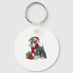 Xmas Holiday Santa Giant Schnauzer Dog Christmas Key Ring