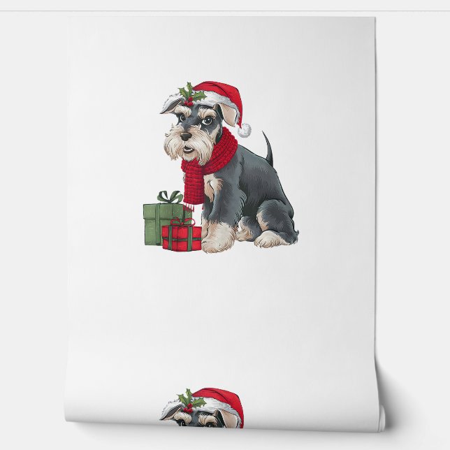 Xmas Holiday Santa Giant Schnauzer Dog Christmas  Wallpaper (Unrolling)