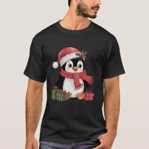 Xmas Holiday Santa Hat Adelie Penguin Christmas T-Shirt