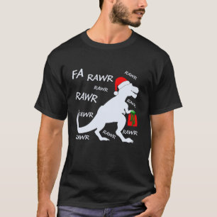 Xmas Holiday Santa Hat Dinosaur Fa Rawr T Rex Dino T-Shirt