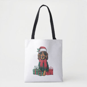 Xmas Holiday Santa Hat Irish Setter Dog Christmas  Tote Bag