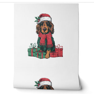 Xmas Holiday Santa Hat Irish Setter Dog Christmas  Wallpaper