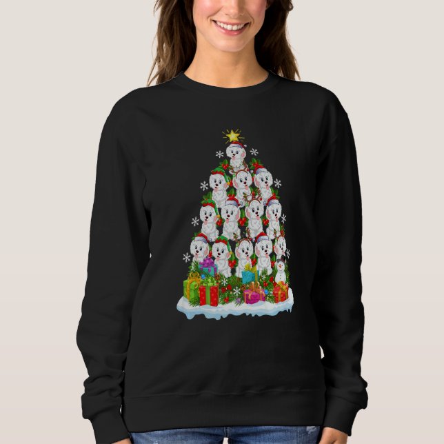 Xmas Holiday  Santa Havanese Dog Christmas Tree Sweatshirt (Front)