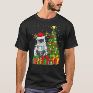 Xmas Holiday Santa Himalayan cat Christmas Tree T-Shirt