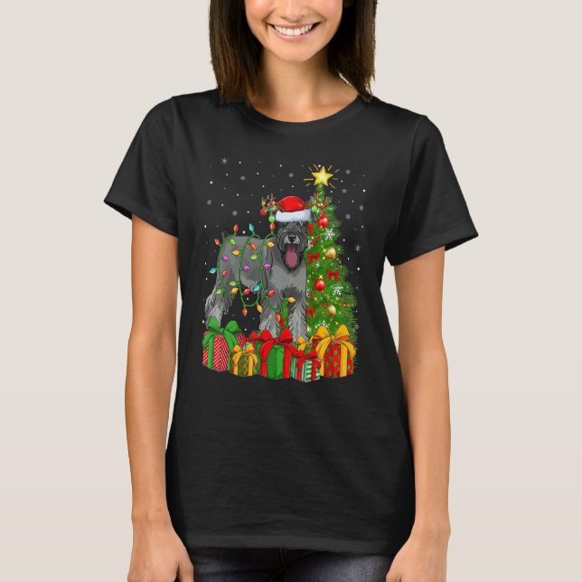 Xmas Holiday Santa Miniature Schnauzer Dog Christm T-Shirt (Front)