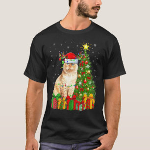 Xmas Holiday Santa Scottish Fold Cat Christmas Tre T-Shirt