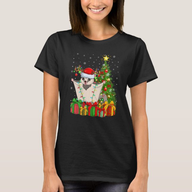 Xmas Holiday Santa Sugar Glider Christmas Tree   T-Shirt (Front)