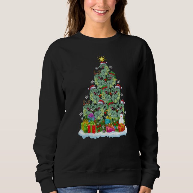 Xmas Holiday Santa Tyrannosaurus Dinosaur Christma Sweatshirt (Front)