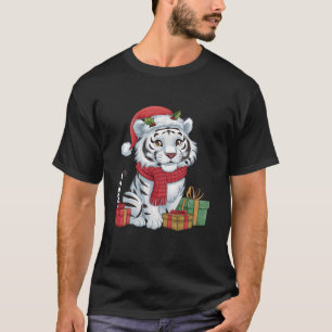 Xmas Holiday Santa White Tiger Christmas T-Shirt