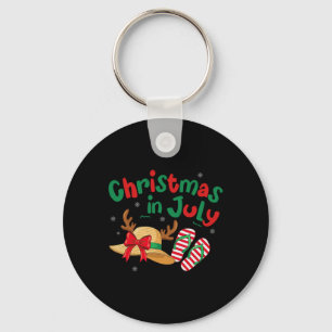 Xmas In July Reindeer Tropical Summer Vibes Beach Key Ring