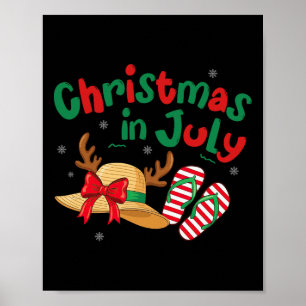 Xmas In July Reindeer Tropical Summer Vibes Beach  Poster