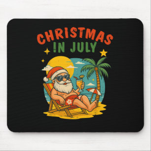 Xmas In July Santa Summer Christmas In July Beach Mouse Pad