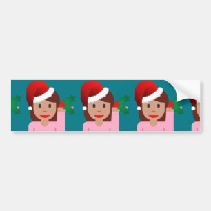 xmas information girl emoji bumper sticker