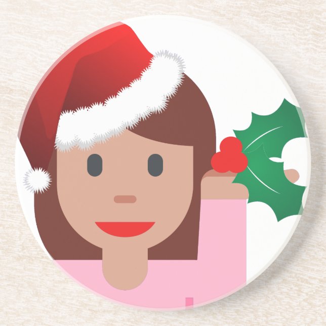 xmas information girl emoji coaster (Front)