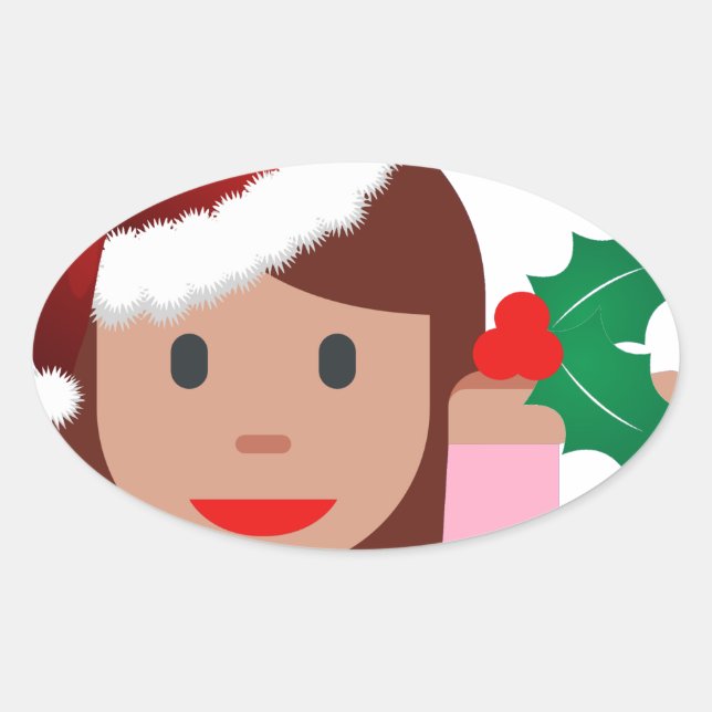 xmas information girl emoji oval sticker (Front)