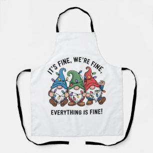 Xmas It's Fine We're Fine Everything is Fine Gnome Apron