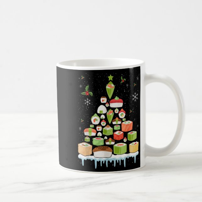 Xmas Japanese Sushi Christmas Tree Holiday Pajama  Coffee Mug (Right)