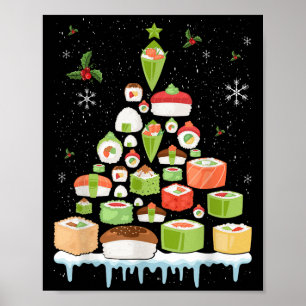 Xmas Japanese Sushi Christmas Tree Holiday Pajama Poster