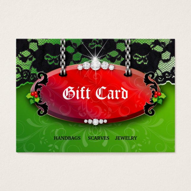 Xmas Jewellery N Lace Fashion Red Green Gift Card (Front)