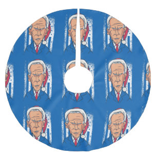 xmas joe biden santa claus brushed polyester tree skirt