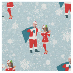 xmas joe biden santa kamala harris icy snowflakes fabric