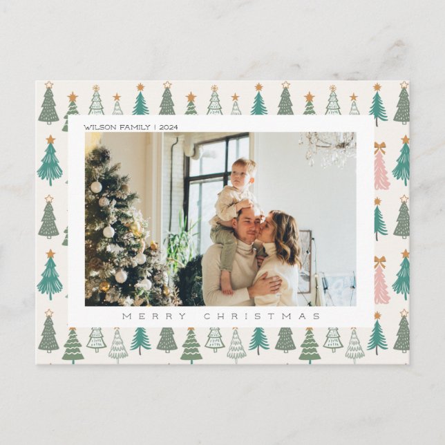 Xmas Joy Christmas Family Photo  Holiday Postcard (Front)