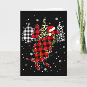 Xmas Kangaroo Animals Christmas Buffalo Plaid Leop Card