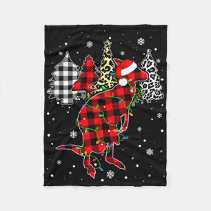 Xmas Kangaroo Animals Christmas Buffalo Plaid Leop Fleece Blanket