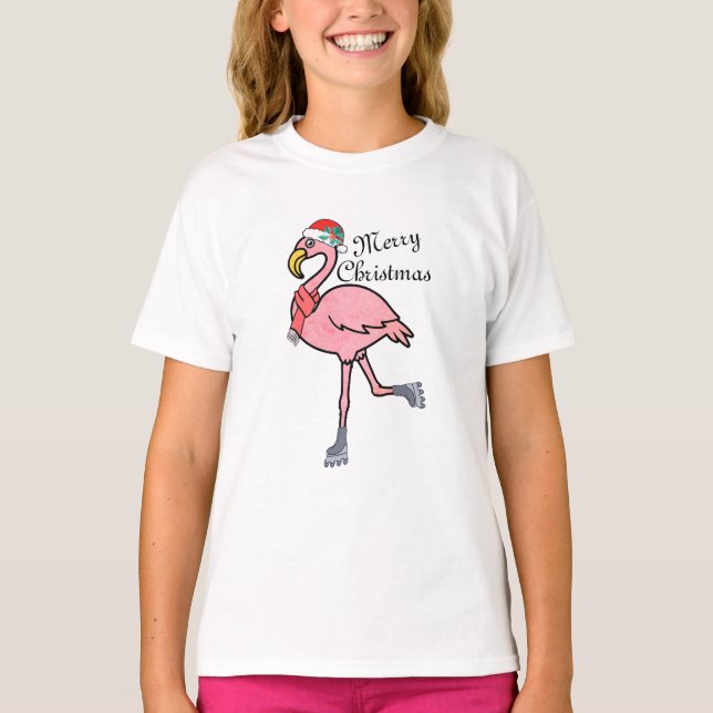 Xmas Kids, Christmas Holiday Cute Flamingo Toddler T-Shirt (Front)