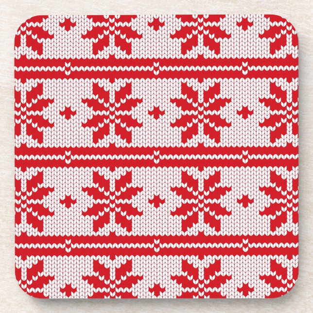 Xmas knitting seamless pattern 1 + your ideas coaster (Front)