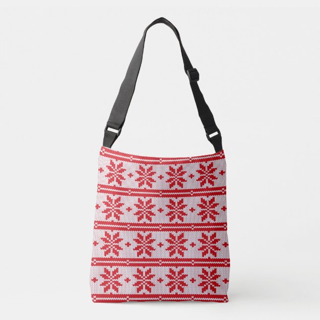 Xmas knitting seamless pattern 1 + your ideas crossbody bag (Front)